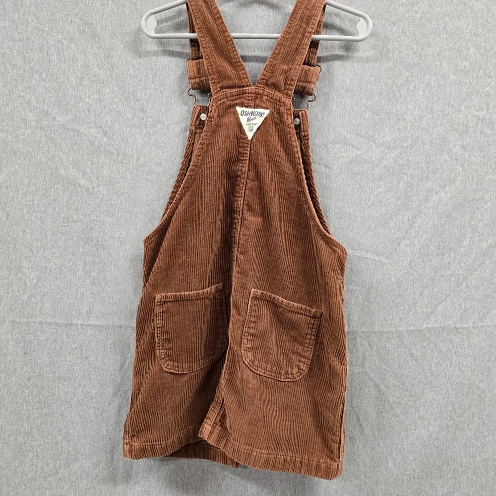OshKosh Bgosh Girls Brown Corduroy Jumper‎ Dress Overall 6/6X